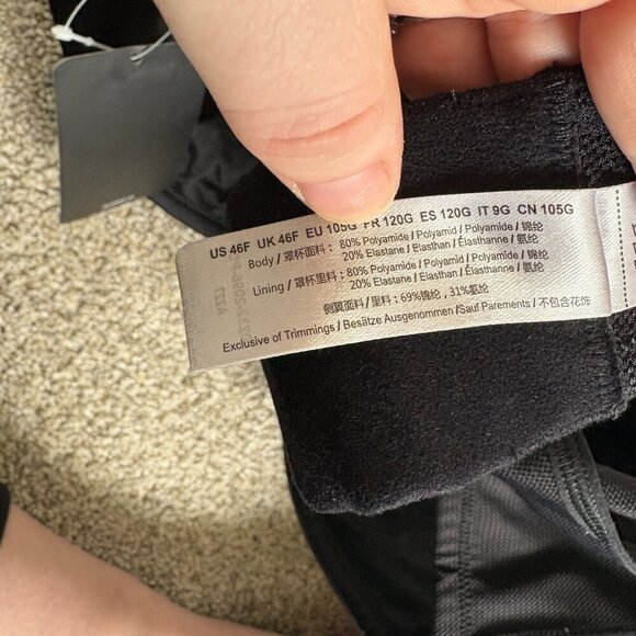 SYROKAN Women's Sports Bra Black Underwire Plus Size 46F NEW - Picture 10 of 10